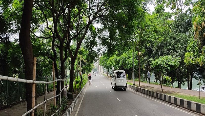 সবুজে গেরা হাতিরঝিলের সড়ক, ছবি জাহিদ রাকিব