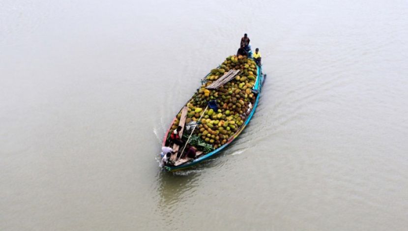 লকডাউনে পরিবহন বন্ধ থাকায় ঢাকার আশপাশ থেকে কাঁঠাল আসছে নদীপথে। ছবি: হাসান রাজা