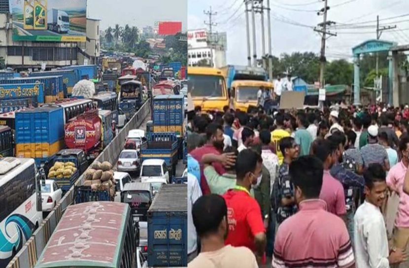ছুটি না পেয়ে অসুস্থ শ্রমিকের মৃত্যু, মহাসড়ক অবরোধ