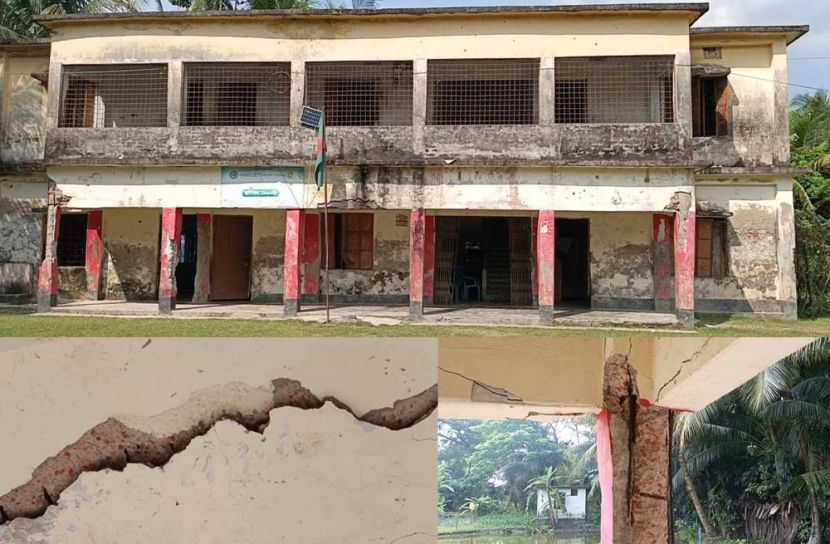 ঝুঁকিপূর্ণ ভবনেই চলছে পাঠদান, আতঙ্কে শিক্ষক-শিক্ষার্থী