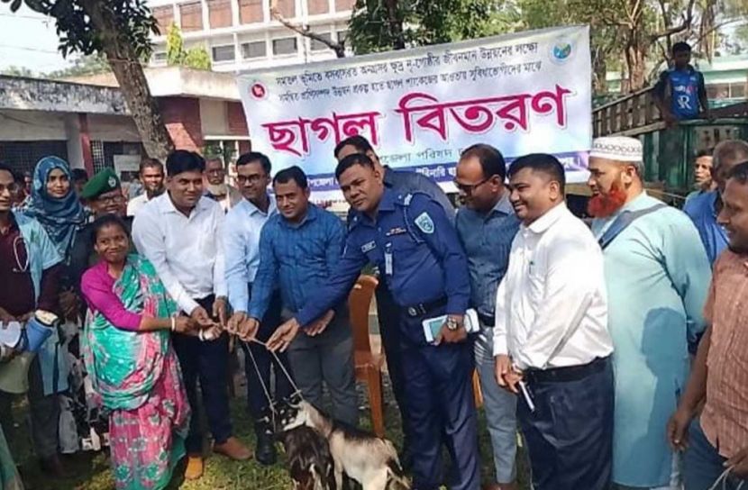 ফুলবাড়ীতে ক্ষুদ্র নৃ-গোষ্ঠীর মাঝে ছাগল বিতরণ