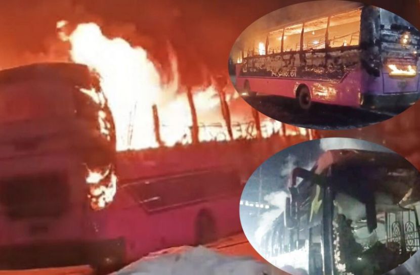 গাজীপুরে এক রাতে তিনটি বাসে অগ্নিসংযোগ