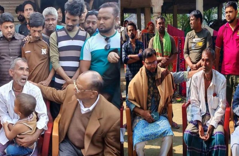 হত্যাকান্ডের শিকার সমির দাসের বাড়িতে বিএনপি-জামায়াতের প্রার্থী