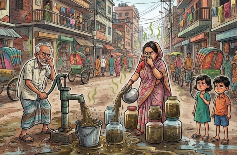 দুর্গন্ধ-ঘোলা পানিতে পূর্ব রামপুরার জনজীবন বিপর্যস্ত  