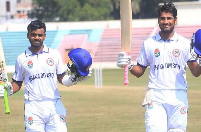 অবিশ্বাস্য রেকর্ডের পর দুই হিরো অঙ্কন ও নাঈম শেখ । ছবি : বিসিবি